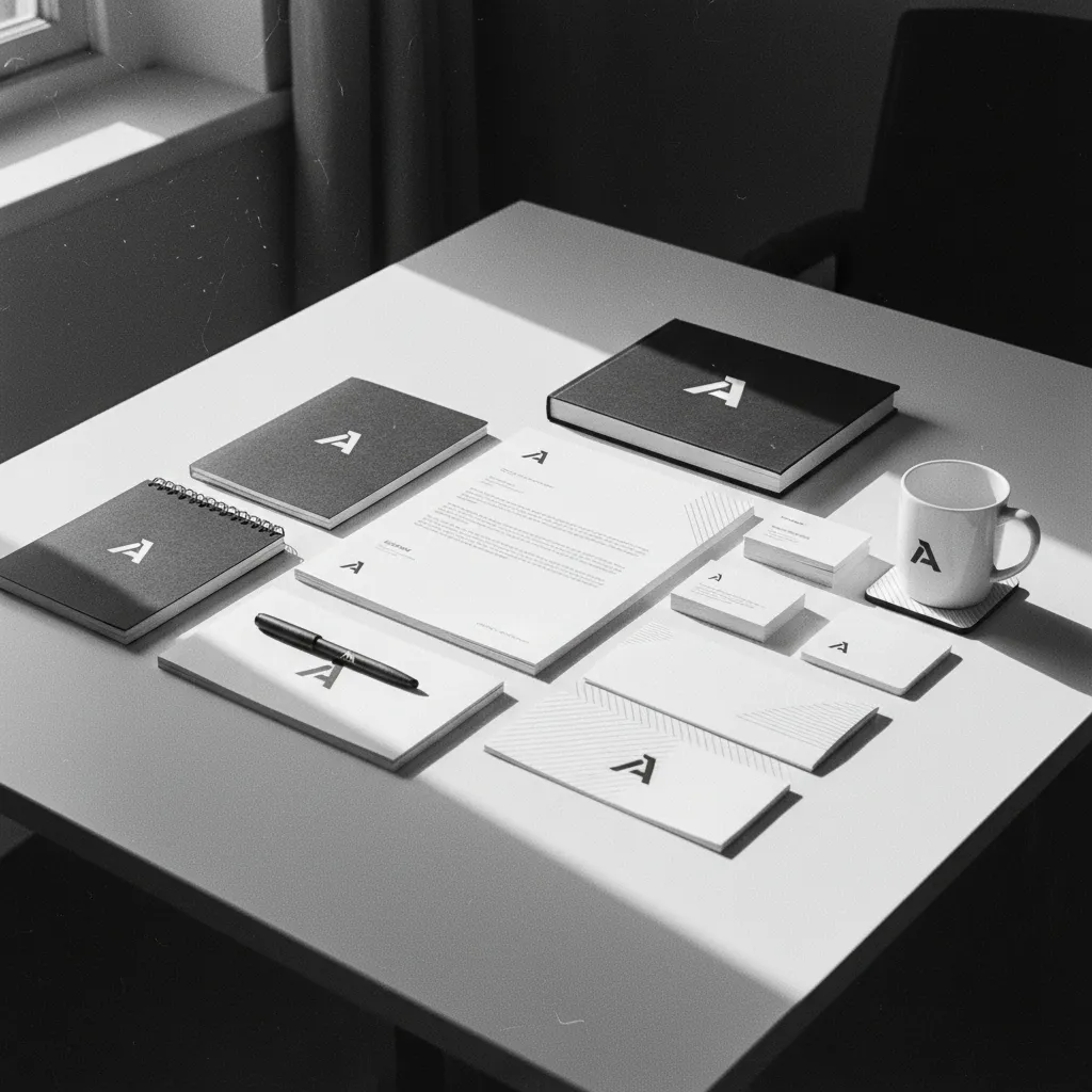 Creative professional reviewing brand materials
